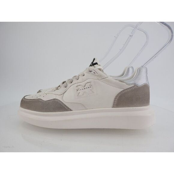 John Richmond Low Top Distressed Sneaker Size 41 10.5 White Tan Leather Lace Up main image 14